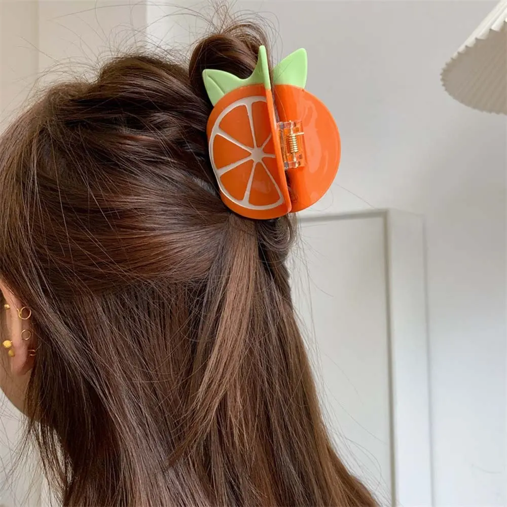 Claw Clip Waterproof Fruit Shark Clip Korean Style Sweet Acetic Acid Hair Claw Eggplant Cartoon Acrylic Hair Accessories Gifts