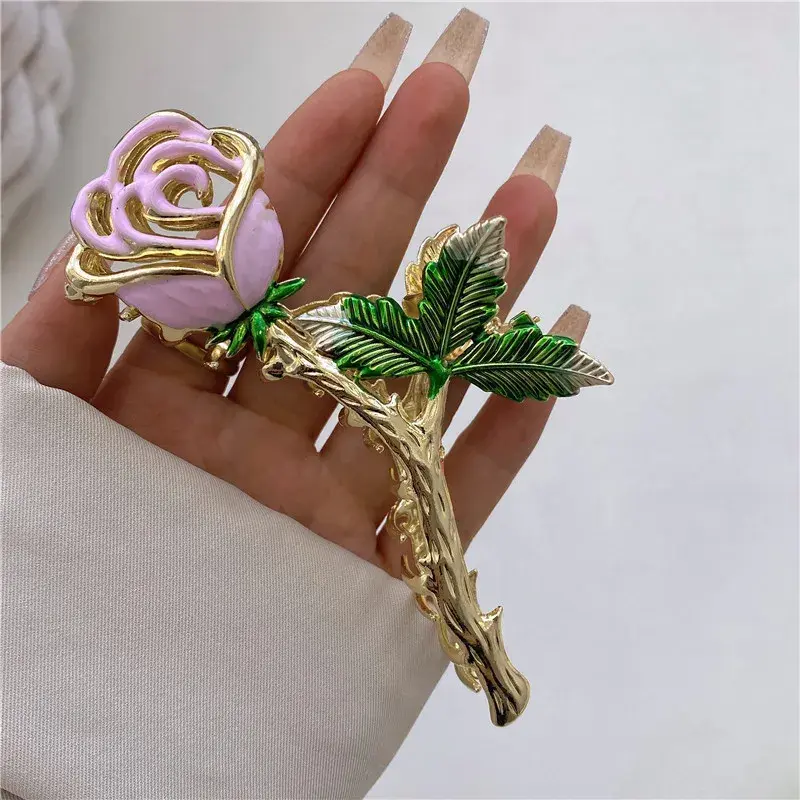 2022 Women's Hair Accessories, New Korea Large Metal Shark Crab Clip, Retro Lotus Tassel Pendant Grab Clip, Women's Hairpin