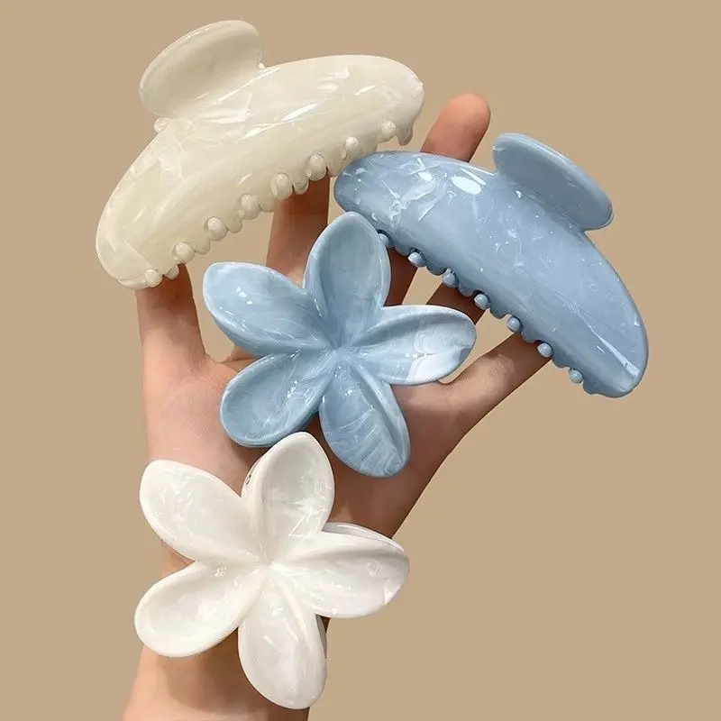 Korean Geometric Bow Flower Claw Clamp Trendy Acrylic Hair Clips Hairpin For Women Ponytail Ornament Girls Hair Accessories Gift