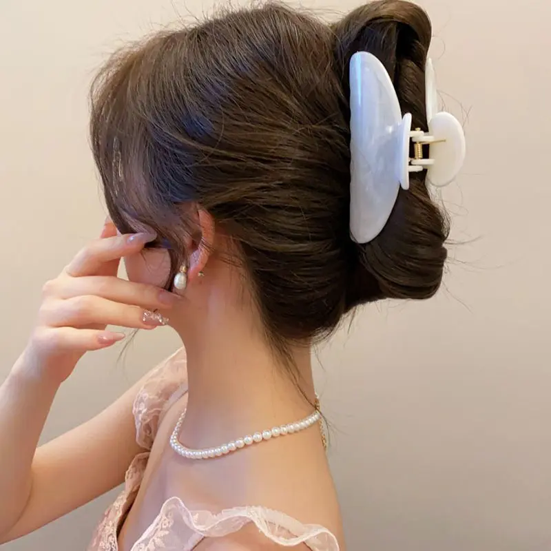 Korean Geometric Bow Flower Claw Clamp Trendy Acrylic Hair Clips Hairpin For Women Ponytail Ornament Girls Hair Accessories Gift