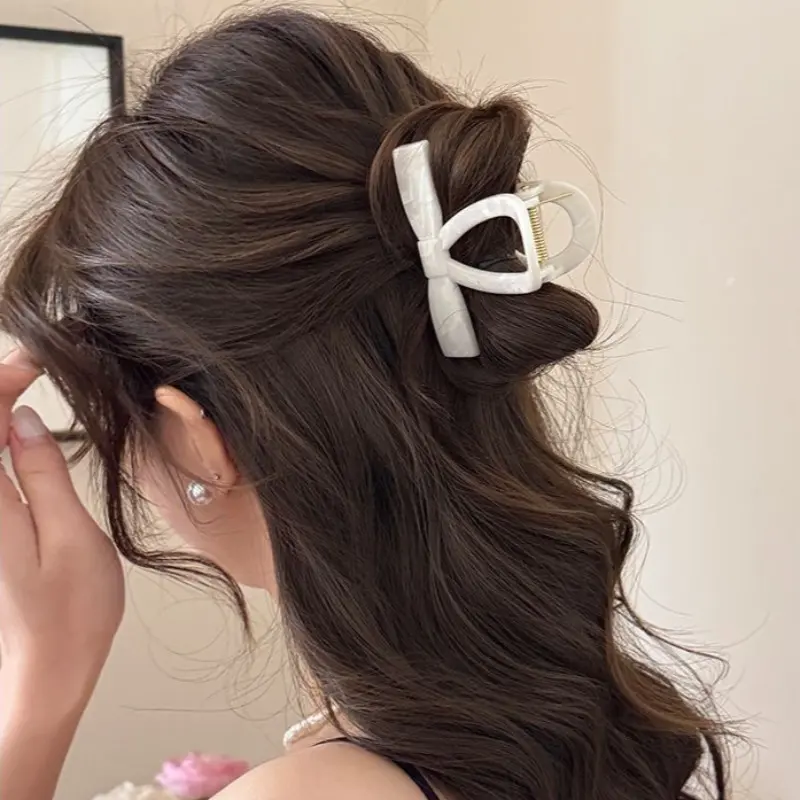 Korean Geometric Bow Flower Claw Clamp Trendy Acrylic Hair Clips Hairpin For Women Ponytail Ornament Girls Hair Accessories Gift