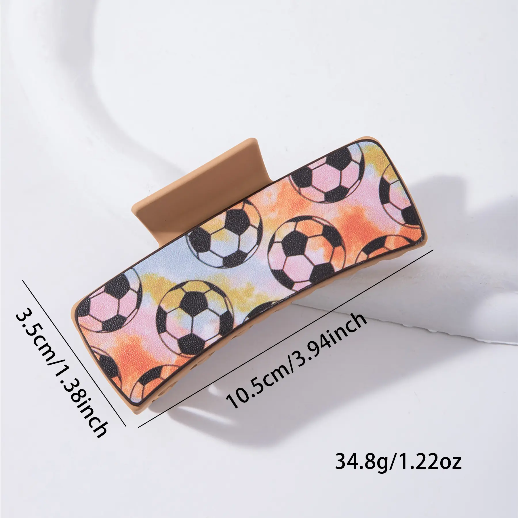 1pc Football Design Leather Hair Claw Shark Claw Sports Claw Clips Ponytail Holder Gift Hair Accessories For Girls Women