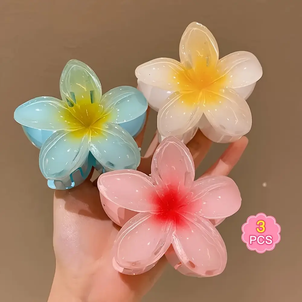 3-piece flower clips – 8 cm non-slip hair clips | Vibrant colors, perfect for party, holiday styling, and gift accessories.
