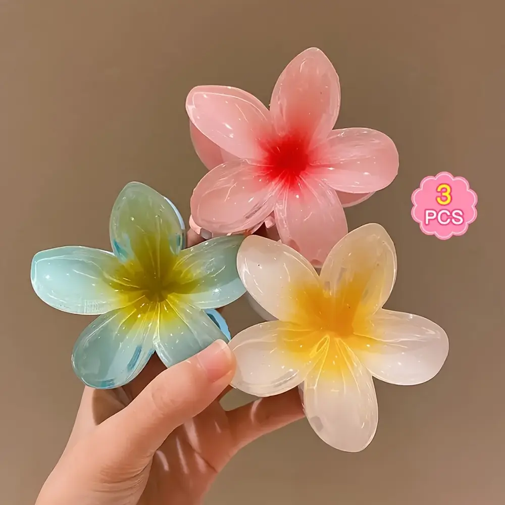 3-piece flower clips – 8 cm non-slip hair clips | Vibrant colors, perfect for party, holiday styling, and gift accessories.