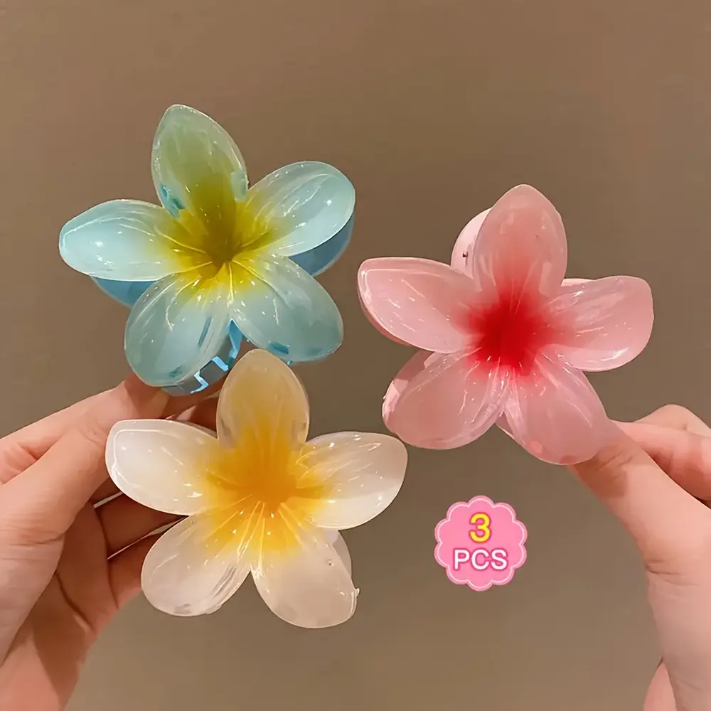 3-piece flower clips – 8 cm non-slip hair clips | Vibrant colors, perfect for party, holiday styling, and gift accessories.