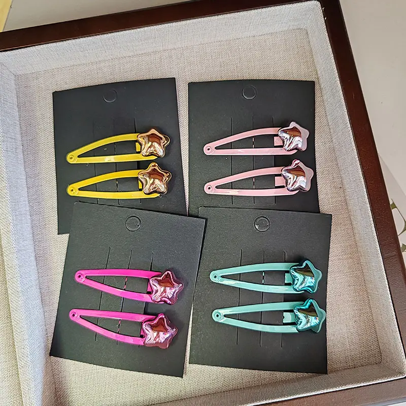 2PC Colorful Star simplicity cute BB Hair Side Clips Hairpin Cute Girls Women  Hair Accessories Ornament