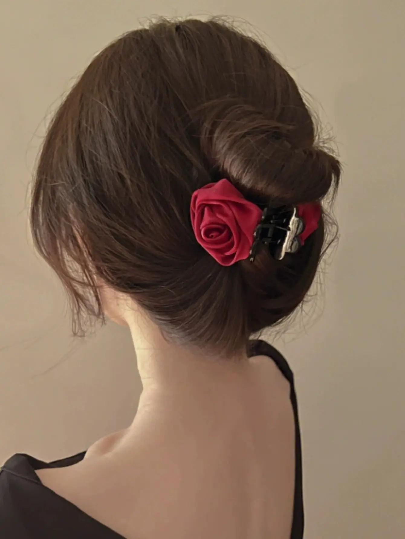 3PCS  Rose Flowers Small Grab Clip Premium Sense Back Head Hair Grab Half Tie Hair Clip Headwear Hair Accessories