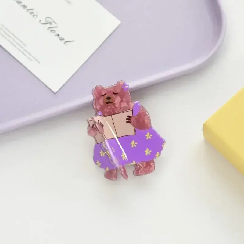 Cute Cartoon Animal Series Hair Claw Acrylic Funny Squirrel Penguin Rabbit Bear Crab Hair Clip for Women Girls Hair Accessories