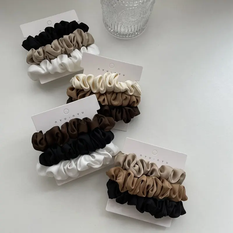 3/4/6Pcs/Set Satin Scrunchies Women Solid Color Hair Rope Elegant Ponytail Holder Rubber Band Elastic Hairband Hair Accessories
