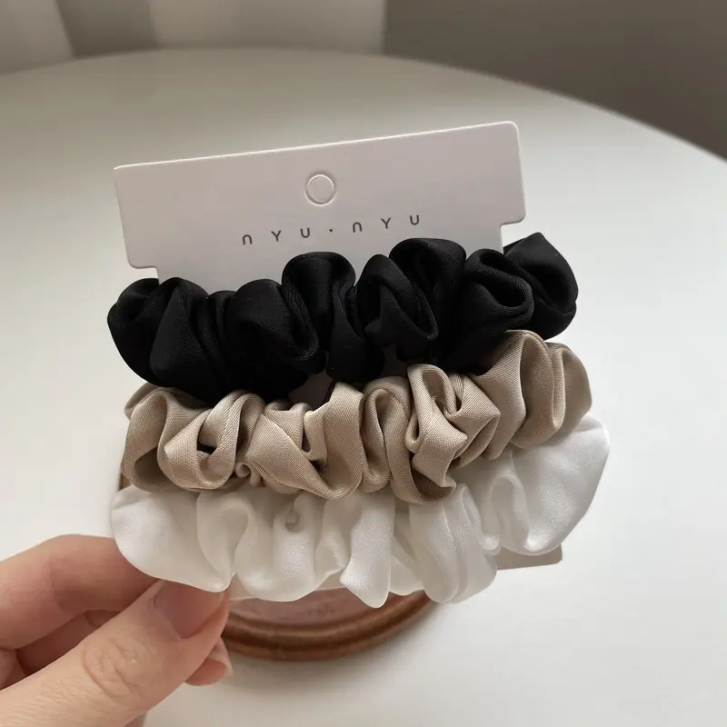 3/4/6Pcs/Set Satin Scrunchies Women Solid Color Hair Rope Elegant Ponytail Holder Rubber Band Elastic Hairband Hair Accessories