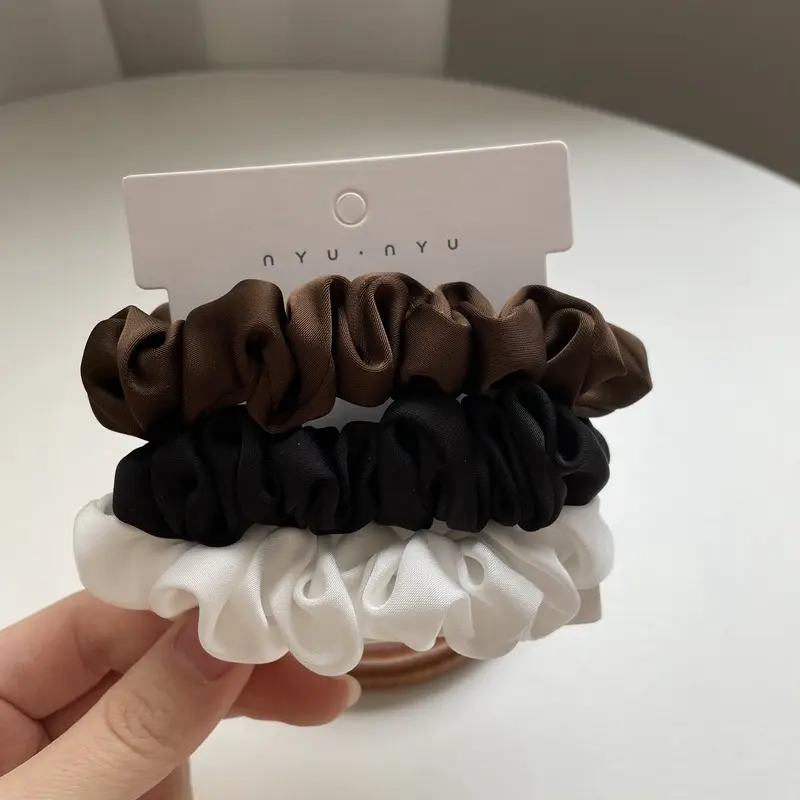 3/4/6Pcs/Set Satin Scrunchies Women Solid Color Hair Rope Elegant Ponytail Holder Rubber Band Elastic Hairband Hair Accessories