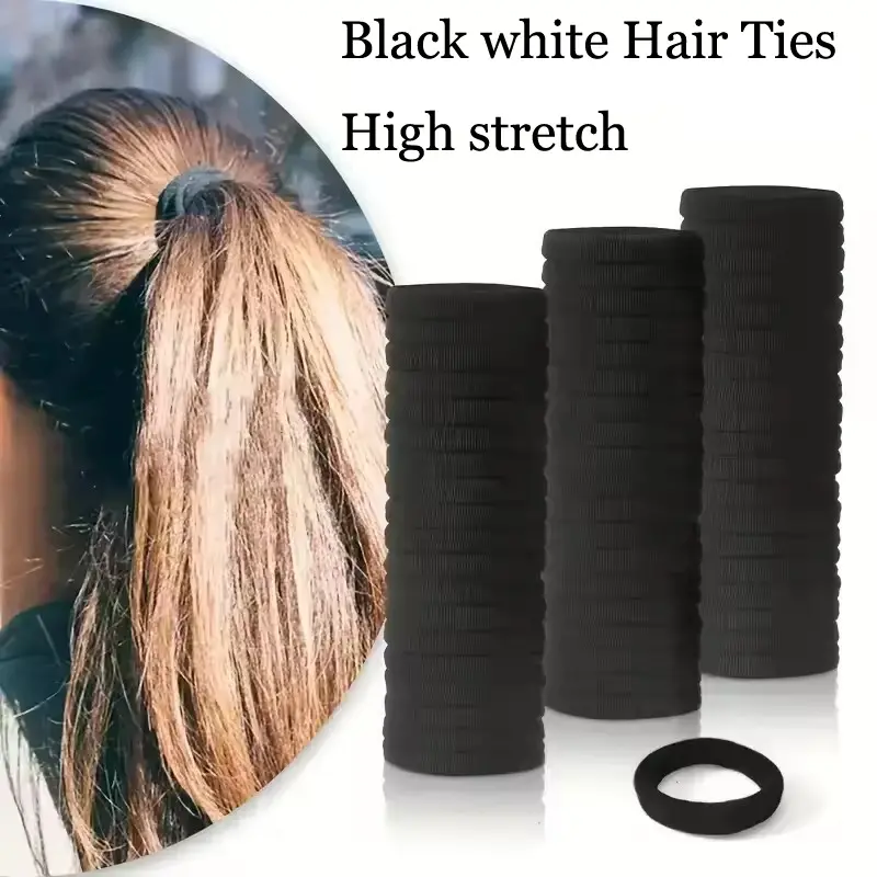 High Elastic Hair Bands for Women Girls Black Basic Hair Tie Headband Simple Ponytail Holder Scrunchies Hair Accessories