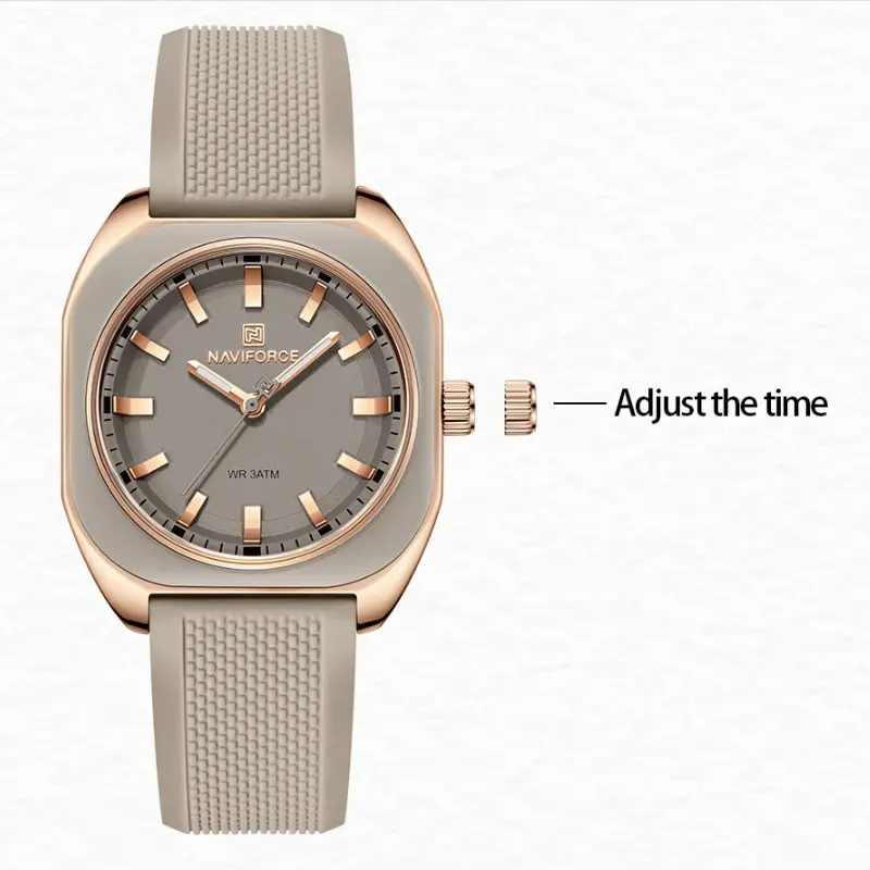 NAVIFORCE Fashion Women's Casual Elegant Simple Polygon Quartz Silicone Watch Gift for Women Wristwatch Casual Relogio Feminino