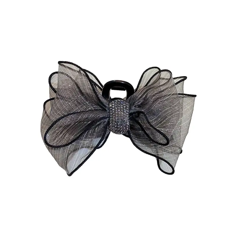 Elegant Mesh Bow Hair Clips Women Ponytail Claw Clip Sparkling Rhinestone Clips Hairpin Girls Headdress Hair Accessories Gifts