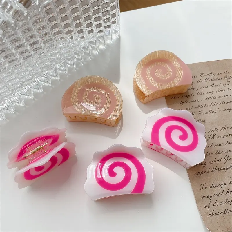 Muweordy Cute Lollipop Cake Roll Hair Clips Acetate Splicing Claw Clip Hair Claw for Girl Personality Creative Hair Accessories
