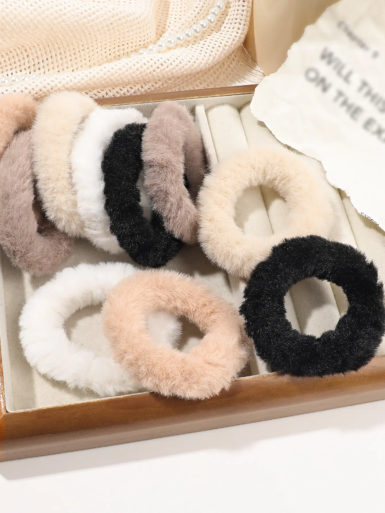 10Pcs Warm Colors Plush Elastic Soft Hair Ties,Gentle Style Scrunchies for Women,No Damage Hair Band Rubber Bands Accessories