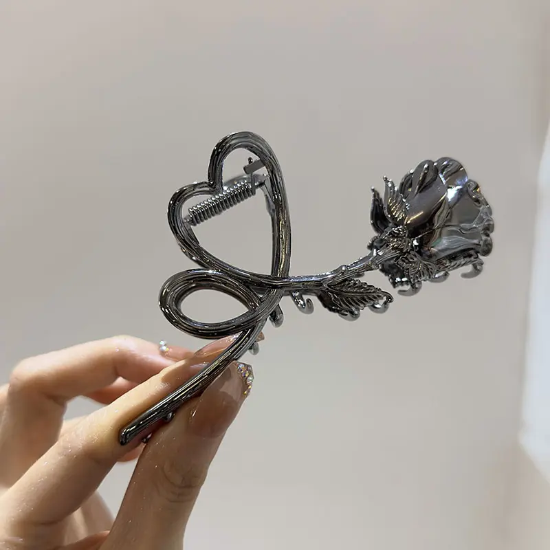 VANIKA Woman New Large Metal Rose Floral Hair Claw Crab Ladies Fashion Ponytail Clip Girls Hair Clips Headwear Hair Accessories