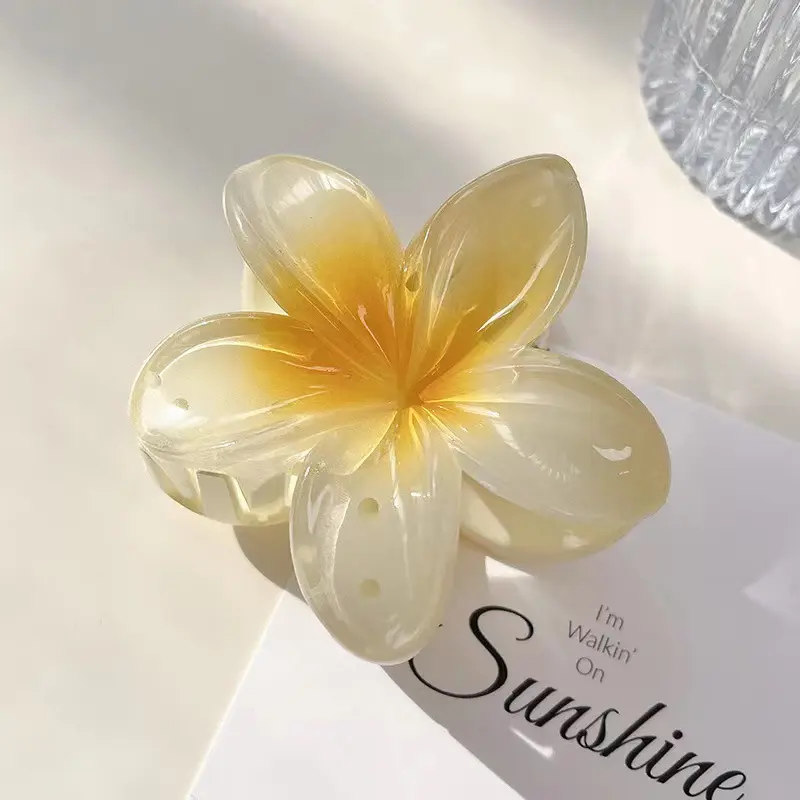 8CM Hair Claws Gradient Flower Acrylic Hair Clip Women Large Sweet Hair Claws Crab Clamp Barrettes Hawaiian Headwear Accessories