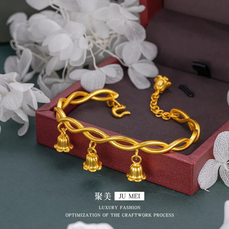 9999 24K real gold store same gold women's bracelet luxurious high-end adjustable bracelet