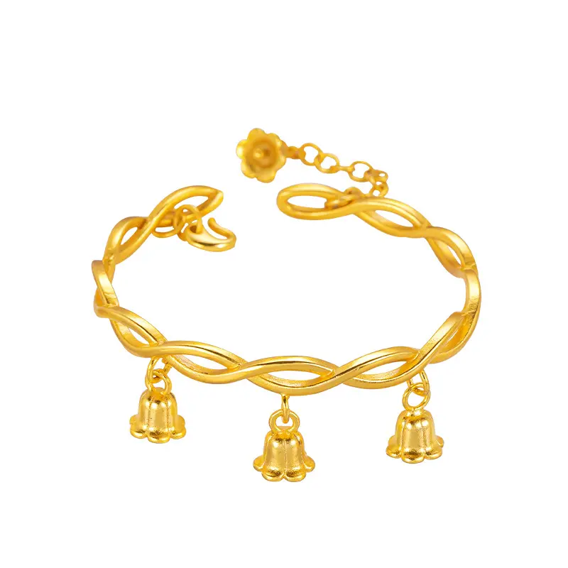 9999 24K real gold store same gold women's bracelet luxurious high-end adjustable bracelet