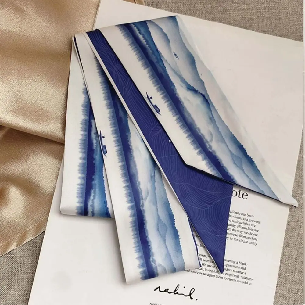 Fashion Silk Scarf Print Neck Scarfs Handbag Decor Ribbon Wrist Waistband Lady Hairband Decoration Accessories Hand Kerchief