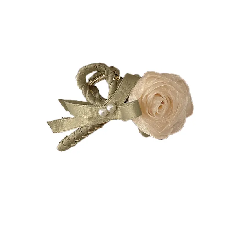 VANIKA New Chiffon Flower Hair Claw Clip Fashion Hair Accessories Women Big Floral Hair Clamp Elegant Ponytail clip Headwear