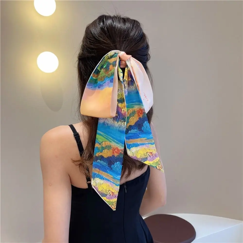 Fashion Silk Scarf Print Neck Scarfs Handbag Decor Ribbon Wrist Waistband Lady Hairband Decoration Accessories Hand Kerchief