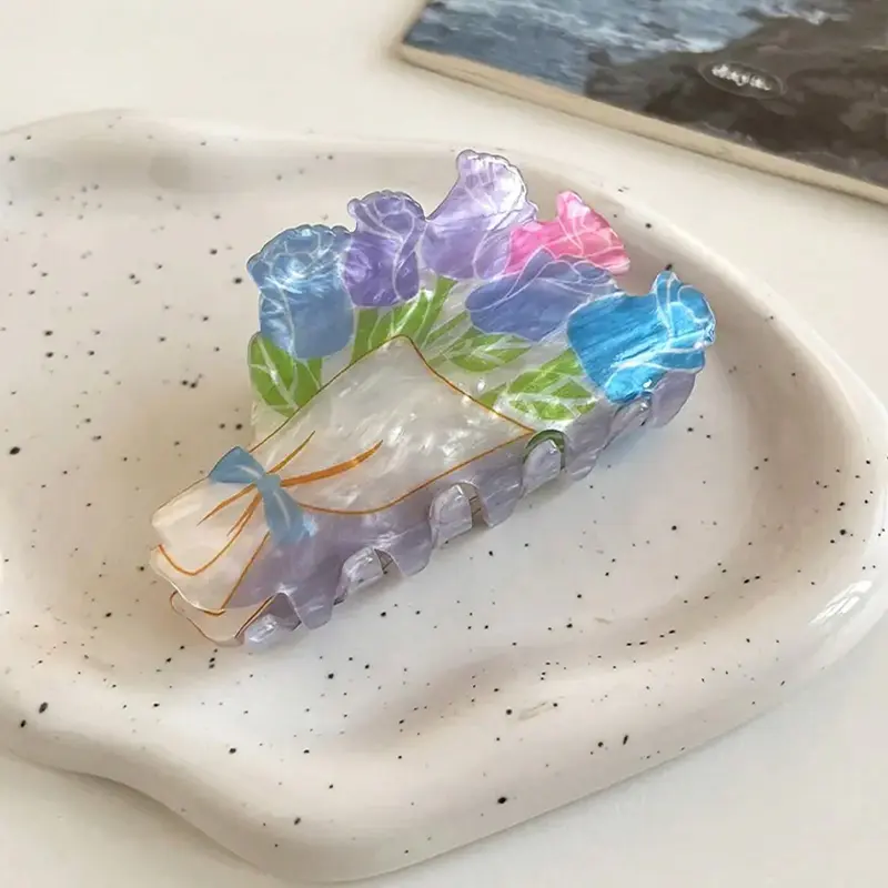 1PC flower clip tulip lily rose hair clip acrylic flower clip hair accessory dopamine hair clip