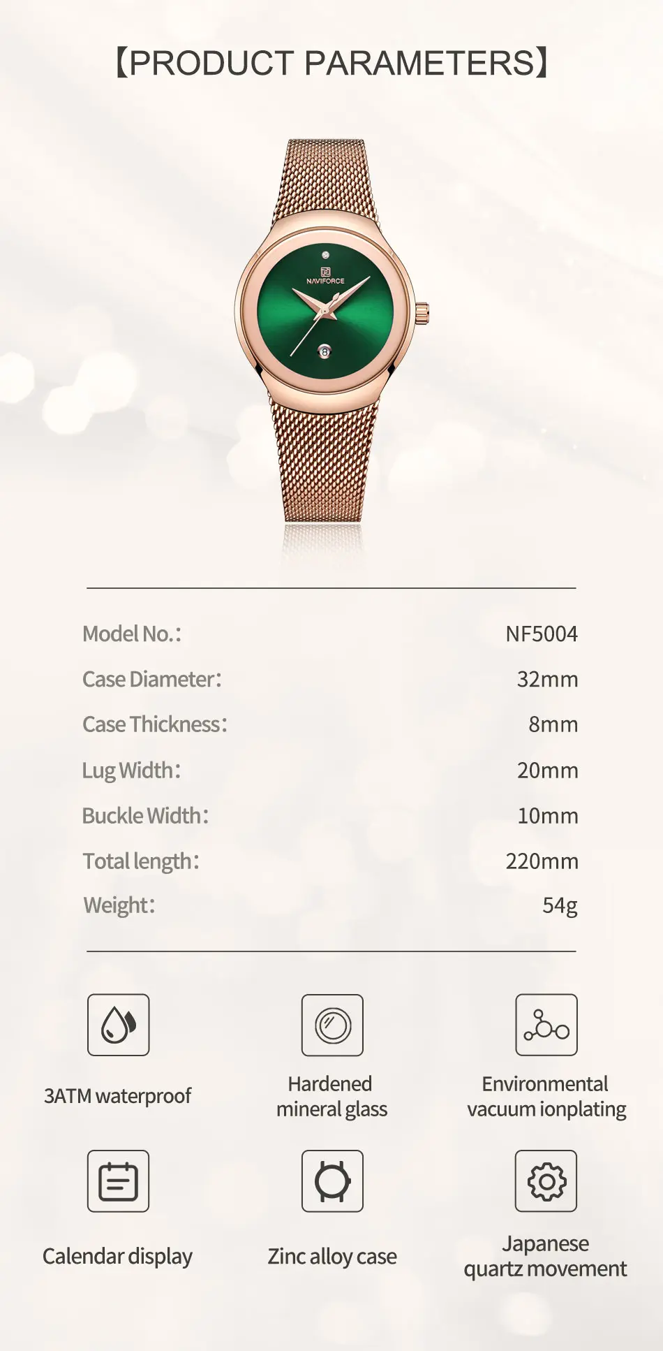 NAVIFORCE 2024 Women Watches Luxury Rose Gold Ultra Thin Ladies Watch Luxury Waterproof Quartz WristWatch Woman Relogio Feminino