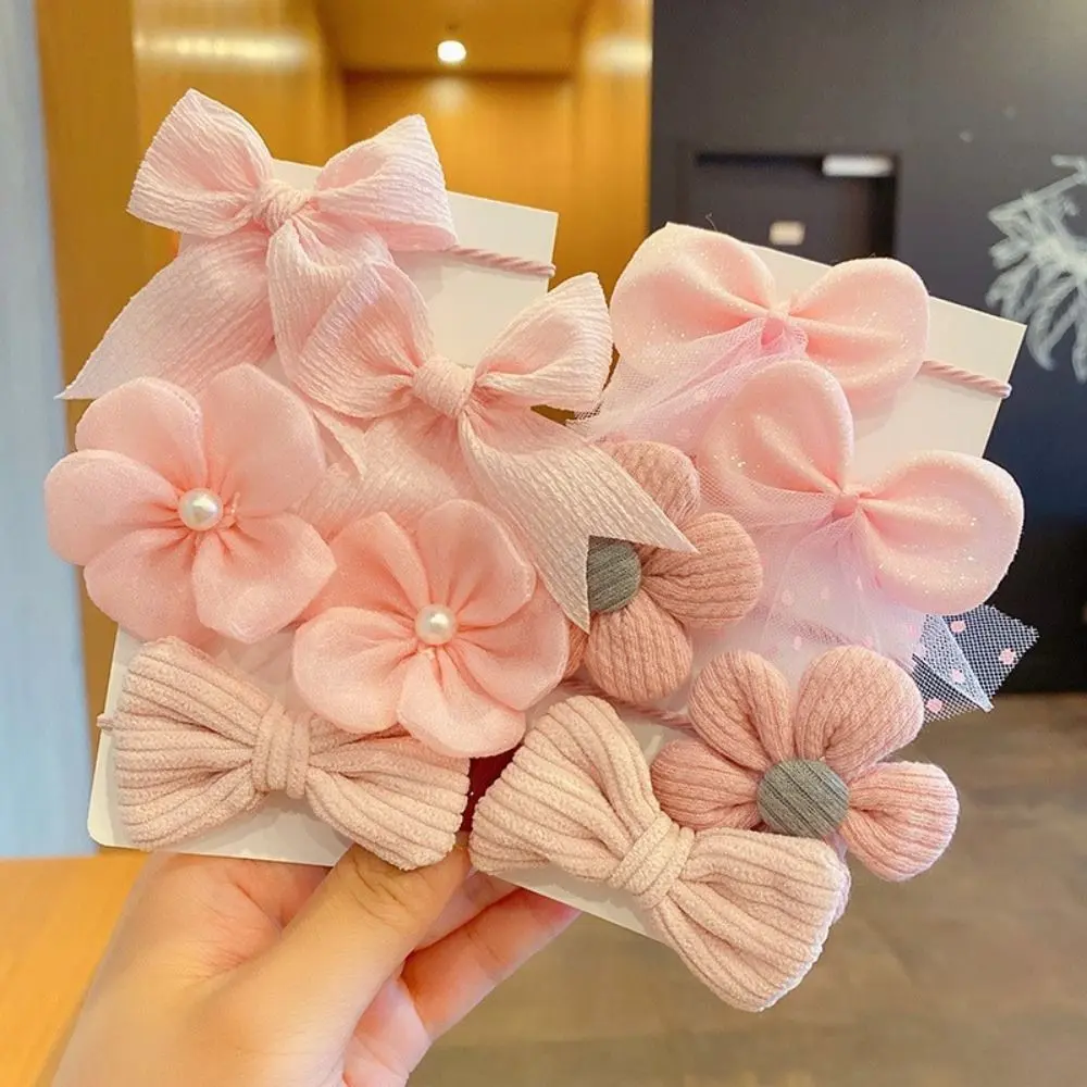 10Pcs/Set Big Bow Flower Elastic Hairbands Children Girls Sweet Hair Ties Fashion Headbands Hair Accessories Rubber Band