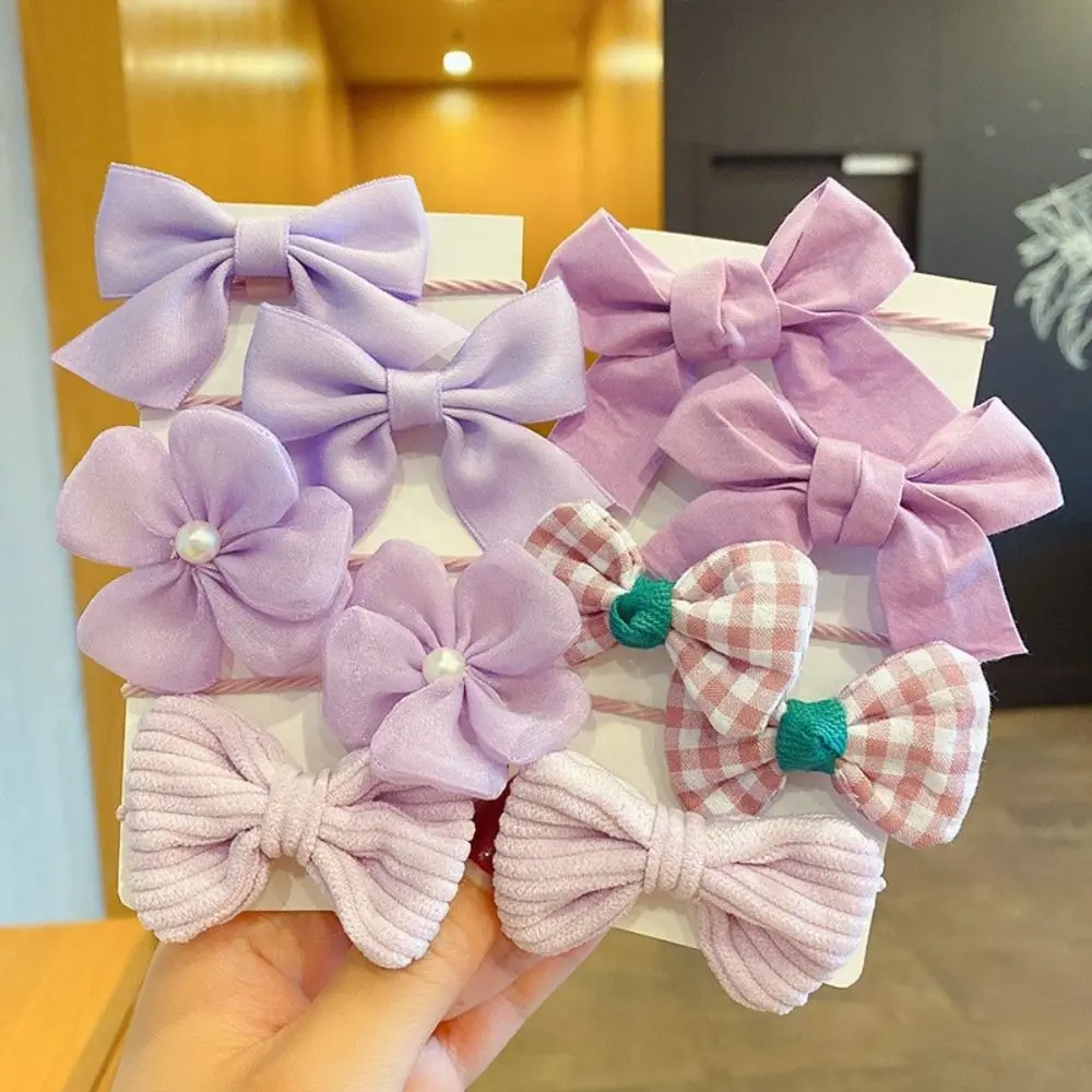 10Pcs/Set Big Bow Flower Elastic Hairbands Children Girls Sweet Hair Ties Fashion Headbands Hair Accessories Rubber Band