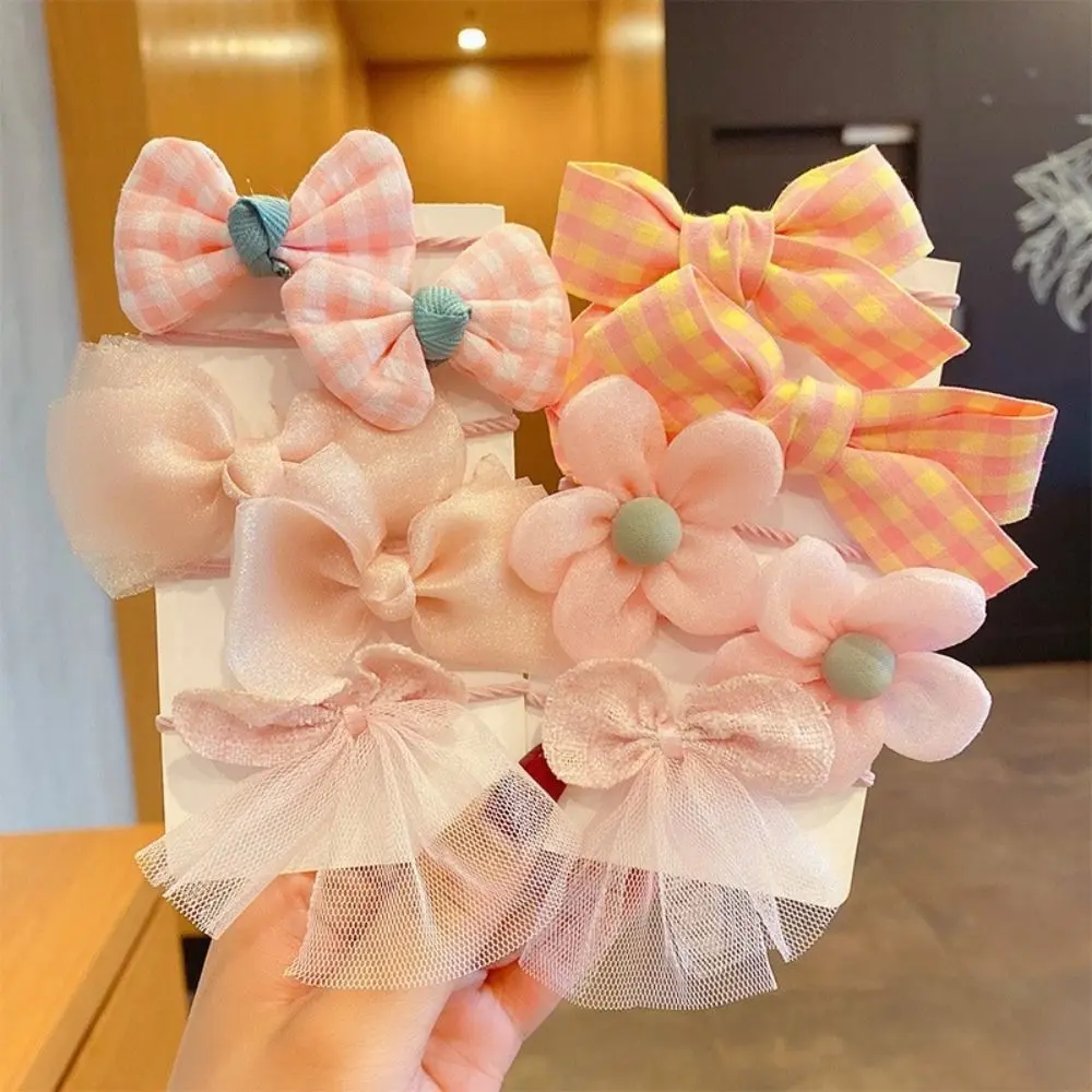 10Pcs/Set Big Bow Flower Elastic Hairbands Children Girls Sweet Hair Ties Fashion Headbands Hair Accessories Rubber Band