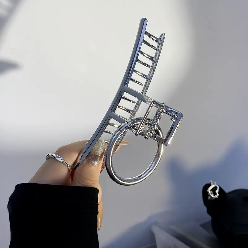 Ruoshui Woman Silver Metal Hair Claws Clips  Women Round Barrettes Women Hair Accessories Lady Hairtrendy Hairpins Hairgrip