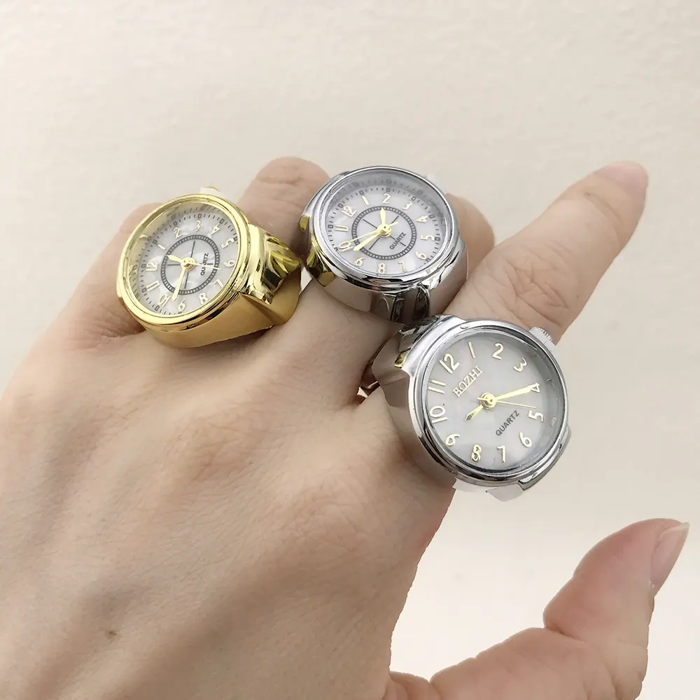 CLassic Clock Roman Quartz Finger Watch Stainless Steel Creative Italian Charm Link Jewelry for Women Men Watch Ring Gifts