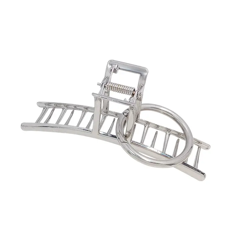 Ruoshui Woman Silver Metal Hair Claws Clips  Women Round Barrettes Women Hair Accessories Lady Hairtrendy Hairpins Hairgrip