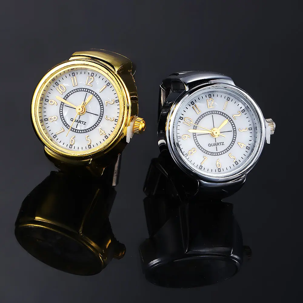 CLassic Clock Roman Quartz Finger Watch Stainless Steel Creative Italian Charm Link Jewelry for Women Men Watch Ring Gifts