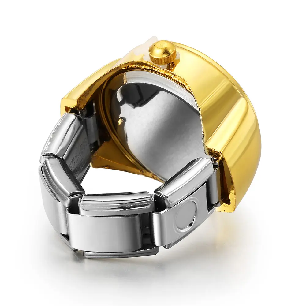 CLassic Clock Roman Quartz Finger Watch Stainless Steel Creative Italian Charm Link Jewelry for Women Men Watch Ring Gifts
