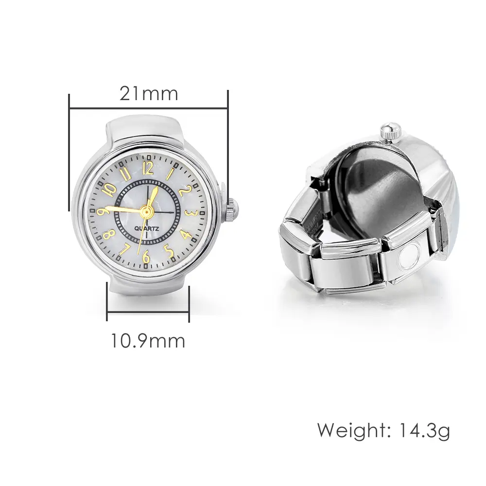 CLassic Clock Roman Quartz Finger Watch Stainless Steel Creative Italian Charm Link Jewelry for Women Men Watch Ring Gifts