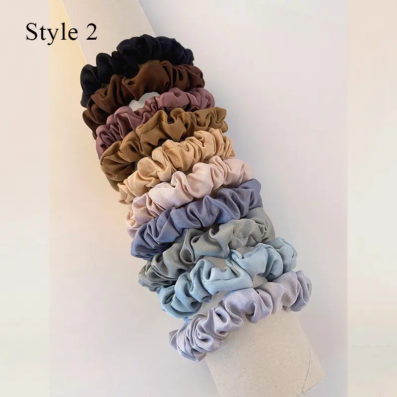 10-Piece Women's Pure Color Satin Large Scrunchie Daily Simple Rubber Hair Bands Set Skinny Ponytail Holder Hair Accessories