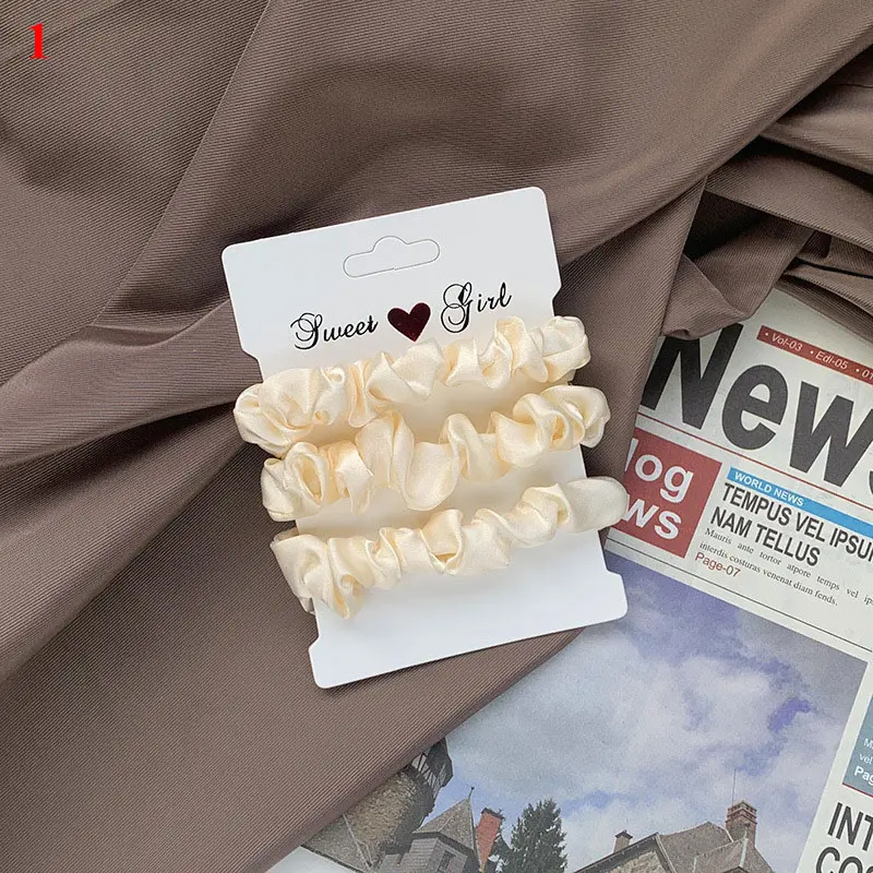 3pcs/set Woman Silk Hair Scrunchies Set Solid Color Rubber Band Girls Hair Ties Hair Accessories Women Hairband Ponytail Holders