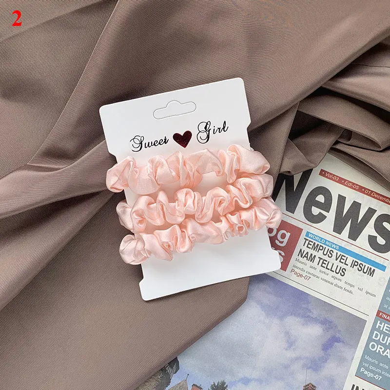 3pcs/set Woman Silk Hair Scrunchies Set Solid Color Rubber Band Girls Hair Ties Hair Accessories Women Hairband Ponytail Holders