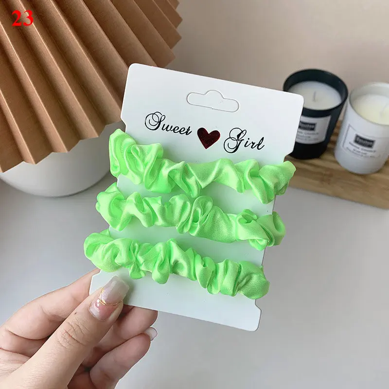 3pcs/set Woman Silk Hair Scrunchies Set Solid Color Rubber Band Girls Hair Ties Hair Accessories Women Hairband Ponytail Holders