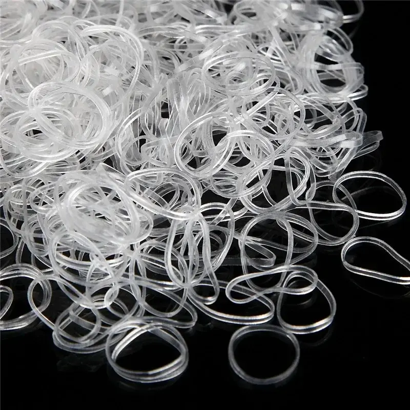 1000Pcs/pack Transparent TPU Disposable Elastic Rope Rubber Bands Girls Bind Tie Ponytail Holder Accessories Hair Styling Tools