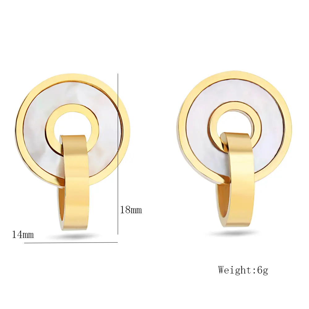 Fashion Jewelry Sets Gold Color Stainless Steel Shell Pendant Necklace Earrings Accessory For Women Wedding Party