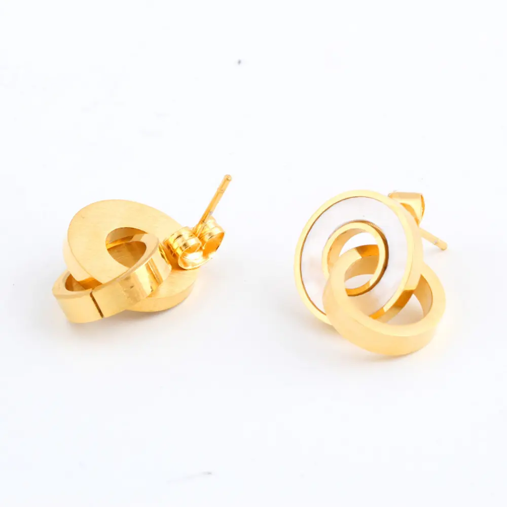 Fashion Jewelry Sets Gold Color Stainless Steel Shell Pendant Necklace Earrings Accessory For Women Wedding Party