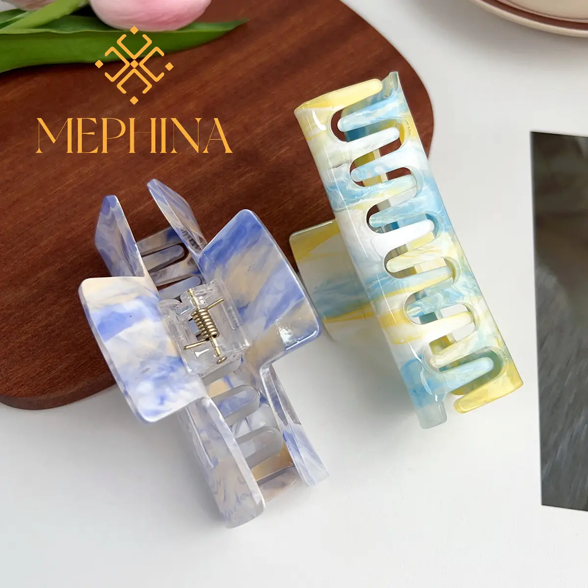 MEPHINA Korean Style Hair Claw Clips Colorful Hair Claws Glossy Gradient Hair Clip Elegant Sweet Hair Claw Accessories for Women