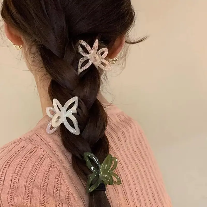 New Butterfly Hair Clips Women Retro French Personality Jelly Hairpin Plastic Green Hair Claw Ladies Hairgrips Hair Accessories