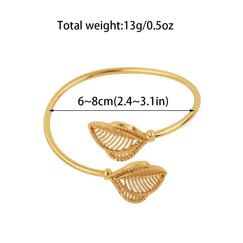 New Cuff Bracelet For Women Party Dubai Leaf Shape Bangles 18K Gold Color Bangles Jewelry Accessories For Party Anniversary Gift