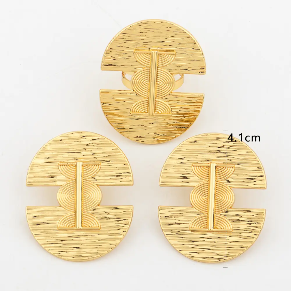 Dubai Gold Color Jewelry Sets Women Bridal Jewellery Sets Wedding Earrings Copper Pendant Necklace Rings Party Gifts Accessories