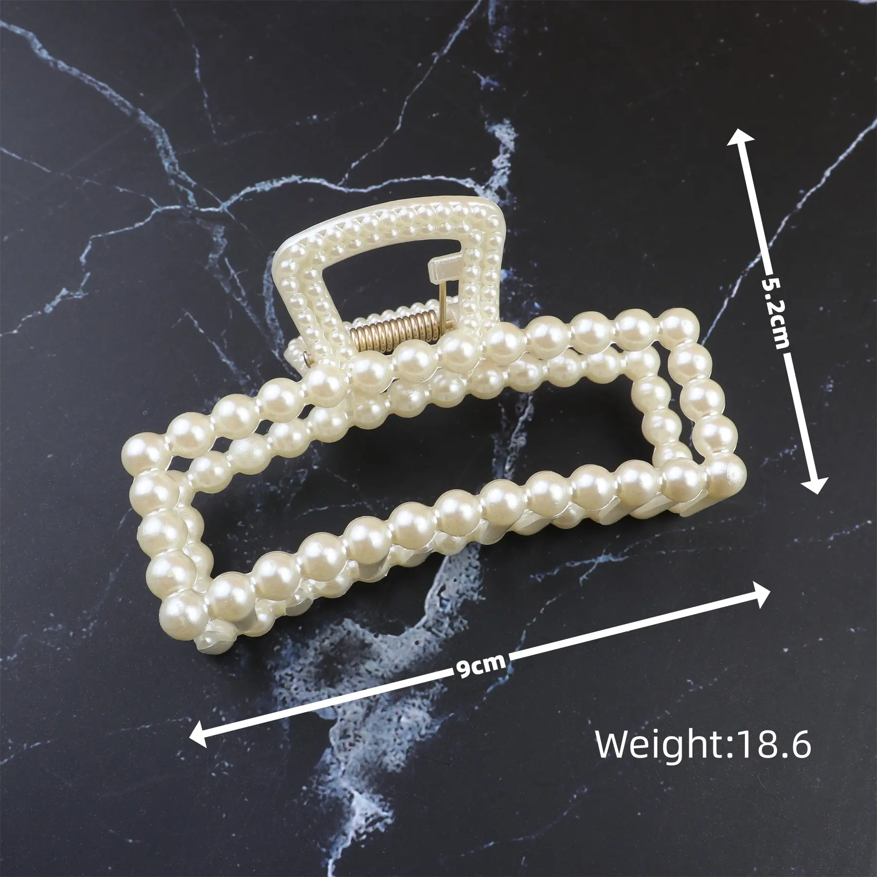 2023 New High-grade Beige Pearl Hair Claws Strong Grip Large Hair Claws Clips For Thin/Thick Hair Women Hair Accessories